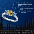 thumbnail image 2 of Gem Stone King 14K White Gold Yellow Citrine & Persian Blue Moissanite 3-Stone Engagement Ring | 0.91 Cttw | Round 5MM and 4MM | Three Stone Wedding Anniversary Promise Ring for Women (Size 5), 2 of 6