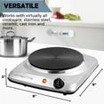 thumbnail image 6 of OVENTE Electric Countertop Single Burner, 1000W Cooktop with 7.25 Inch Cast Iron Hot Plate, 5 Level Temperature Control, Compact Cooking Stove and Easy to Clean Stainless Steel Base, Silver BGS101S, 6 of 8