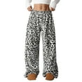thumbnail image 2 of Multicolor Wide Leg Sweatpants Women Leopard Print Pants High Waisted Baggy Trousers Fuzzy Pajama Sleepwear Fashion Clothing, 2 of 5