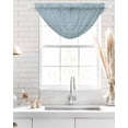 thumbnail image 4 of Haze Blue Waterfall Valances for Windows, Farmhouse Burlap Solid Blue Color Modern Linen Texture Sheer Valance Curtains, Rod Pocket Elegant Swag Valances for Living Room Bedroom, 47.2"x38.5", 1 Panel, 4 of 8