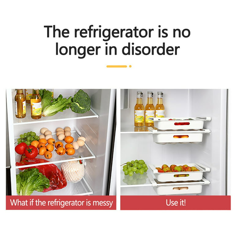 SEZN Fridge Egg Holder, Pull Out Refrigerator Drawer Organizers Fridge Shelf Holder