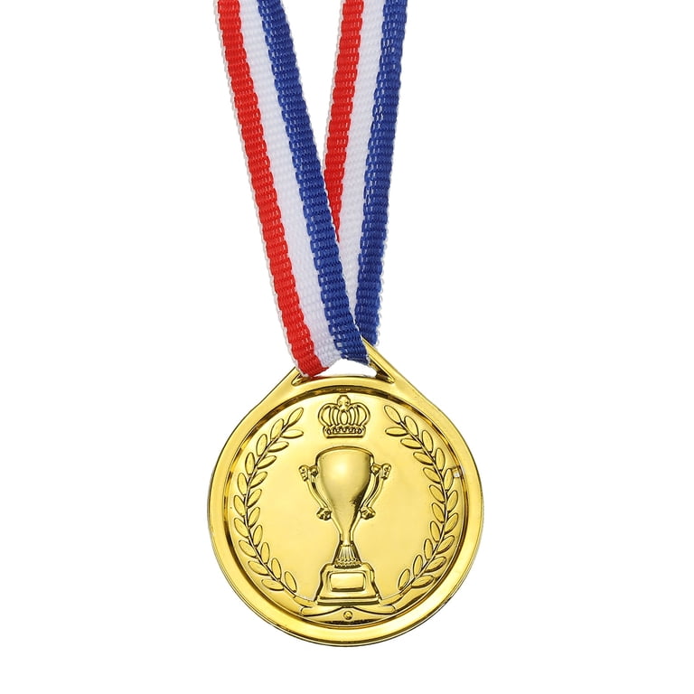 Gold Award Medals 3-Inch Olympic Style - Large Metal Winner Medals With Ribbons For Sports & Competitions