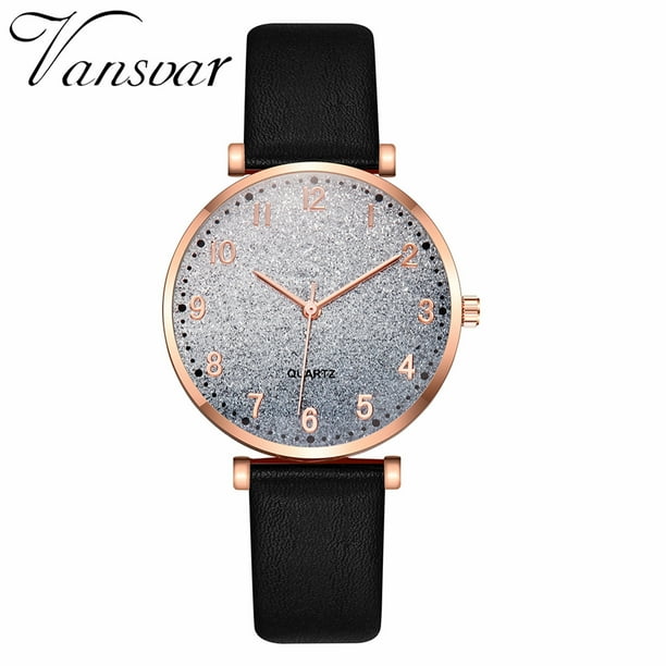 Reloj de cuarzo para mujer, relojes para mujer vansvar Reloj de pulsera casual de cuarzo con correa de cuero para mujer Reloj de pulsera