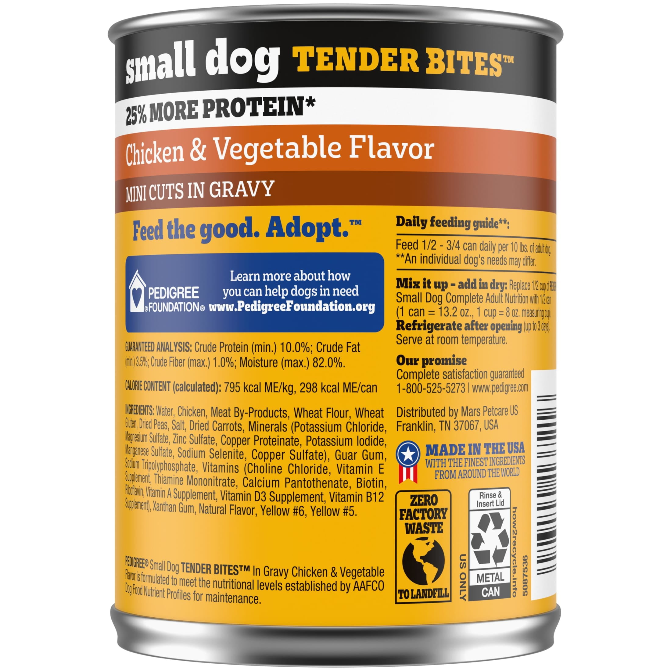 (12 pack) Pedigree Small Dog Tender Bites In Gravy Wet Dog Food, Chicken & Vegetable Flavor, (12) 13.2 oz Cans