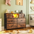 thumbnail image 3 of EnHomee Dresser for Bedroom with Power Strip & LED Lights Fabric Dresser with Open Shelves Chest of Drawers for Living Room, Rustic Brown, 3 of 7