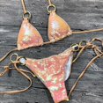 thumbnail image 4 of Bikini unicolor, bañador Sexy con cuello Halter, traje de baño para mujer, conjunto de Bikini con lentejuelas ostentosas, ropa de playa, Monokini con purpurina, 4 of 5