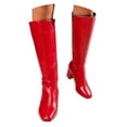 thumbnail image 6 of XUNKUSGA Women's Knee High Boots Classic Solid Color Round Toe Faux Leather Long Boots Comfortable Mid Block Heels Tall Boots for Women with Side Zip,6, 6 of 7
