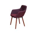 thumbnail image 4 of Set of 4 Modern Dining Upholstered Armchairs, Comfortable Chairs for Kitchen, Dining, Living Room Accent Chairs w Armrest, Wood Legs, Padded Seat, Dark Burgundy Color, 4 of 6