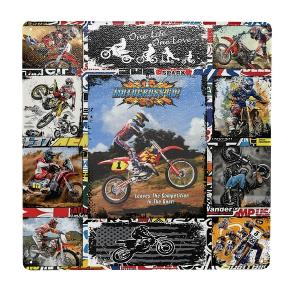 Vintage Metal Tin Dirt Bike Sign Motorcycle Race Poster Wall Decor for Home Bar Room 12"x12"