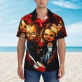 thumbnail image 2 of Lsque Chucky Pattern Hawaiian Shirt for Men Unisex Summer Beach Casual Short Sleeve Cotton Linen Button Down Shirts-Small, 2 of 6