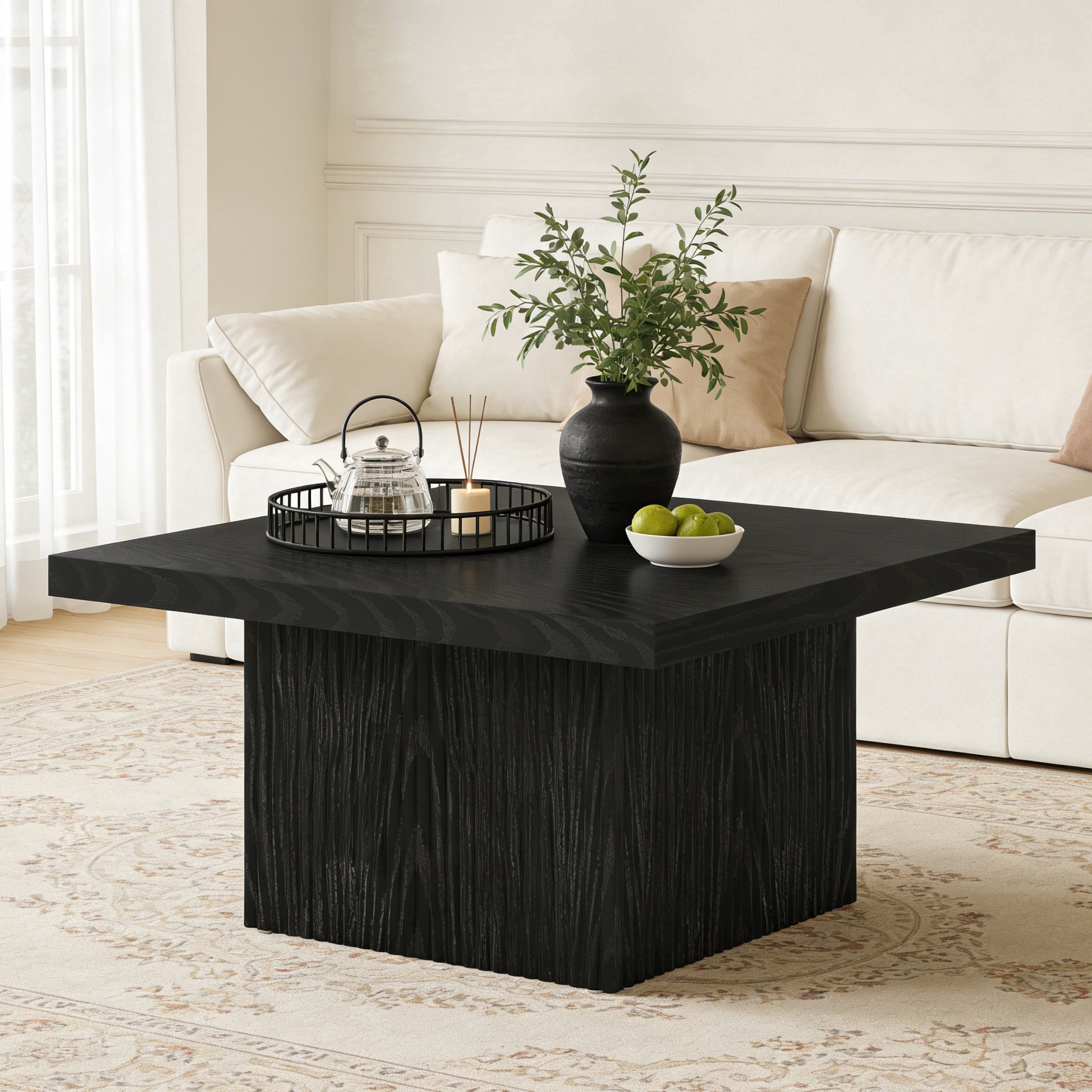Fnova 31.5" Square Coffee Table, Modern Farmhouse Center Table, Large  Accent Table for Living Room Apartment Lounge Home Decor Furniture