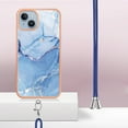 thumbnail image 7 of Case for iPhone 15 Plus, Adjustable Detachable Crossbody Strap Neck Strap Silicone Bumper Marble Painted TPU Ultra Thin Shockproof Protective Phone Case Cover for iPhone 15 Plus, Blue, 7 of 7
