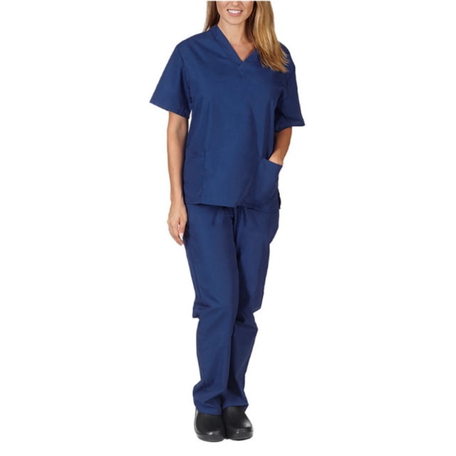 LYMAYTER Uniforme Médical Anti-Rides pour Femmes, Uniforme Médical à Manches Courtes Séchage Rapide Couleur Unie S-2TG