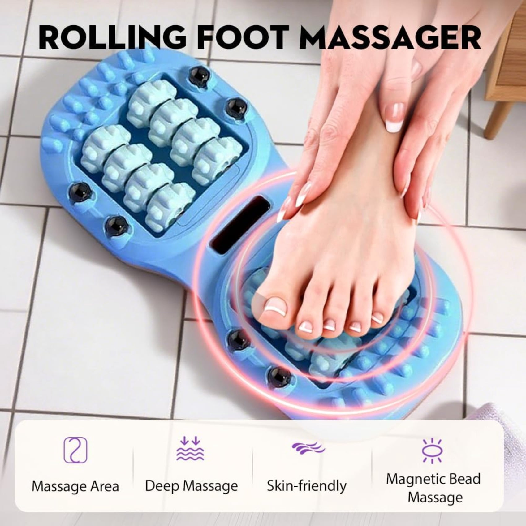 Portable Double Foot Massage Roller, 2026 New Foot Massager Roller for Plantar Fasciitis Relief and Improved Circulation, Dual Feet Massage Roller Tool for Home Office Use