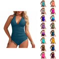 thumbnail image 1 of Womens Swimsuits Tankini Fashion Deep V Neck Slimming Tummy Control with High Waisted Bottom Two Piece Bathing Suits Woman, 1 of 3