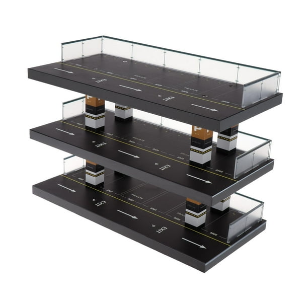 1/64 Estacionamiento Escena Vitrina Mini Modelo Caja de Almacenamiento de Coche Diseño de Marco de Madera Soporte de Exhibición de Protección Decorati
