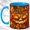 Blue, variant on Faceted Jack O Lantern Coffee Mug, Maple Leaf Mug, Ceramic 11 oz