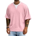 thumbnail image 2 of Dresfit T Shirts for Man Breathable Short Sleeve Henley Shirts 2026 Summer V Neck Basic Shirt Plain Oversized Big and Tall Sweatshirts M, 2 of 4
