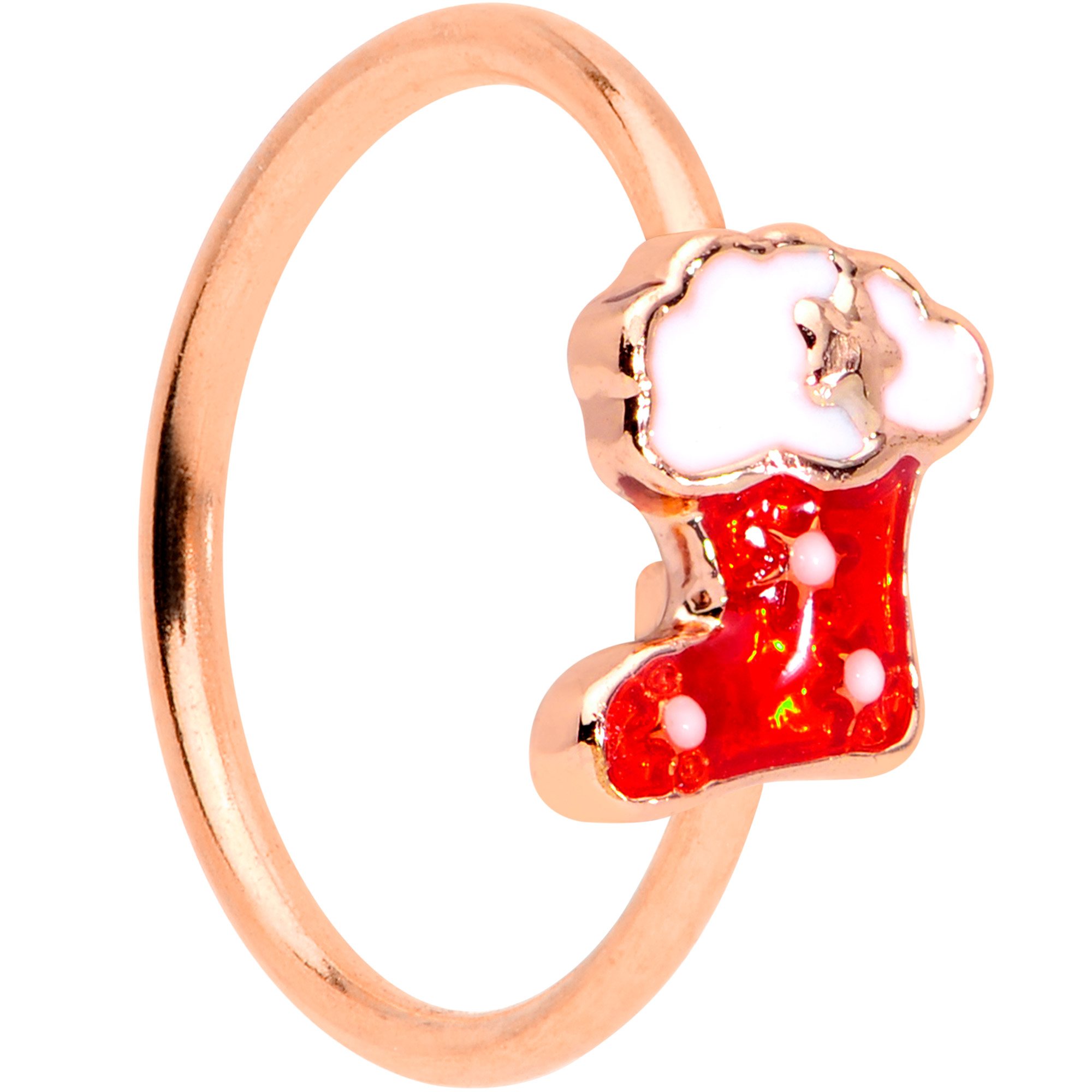 Body Candy Womens 20G PVD 316L Steel Nose Ring Rosy Red Stocking Nose Hoop Ring Circular Nose Ring 5/16” - image 1 of 3