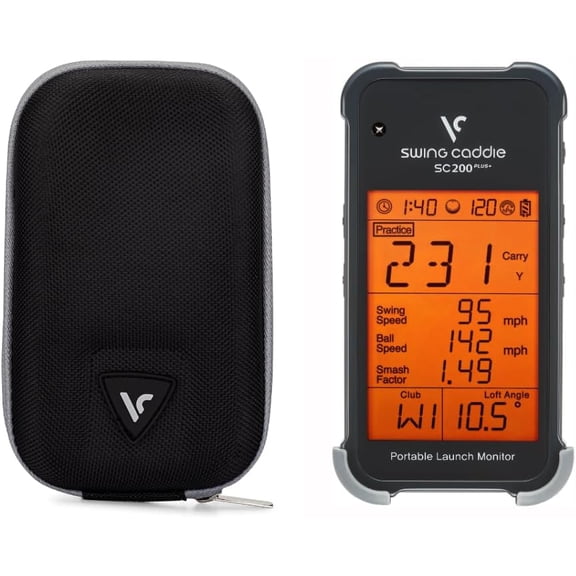 Voice Caddie SC200Plus Portable Golf Launch Monitor & SC200 Protective Case Bundle | Real-Time Shot Data Tracking | Golf Swing Analyzer | Up to 12-Hour Battery Life