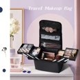 thumbnail image 2 of Soft Makeup Box Train Bag Case Pallette Pockets Artist Cosmetic Nail Kit Handbag with Carry Strap Makeup Storage Organizer Box for Jewelry Make-Up Brushes Toiletry, 2 of 5