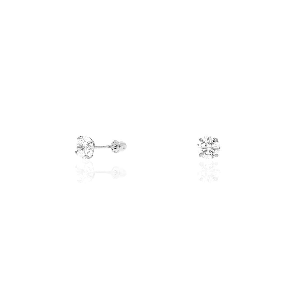 Black Created Diamond 14K Solid White Gold Round Screw Back Stud Earrings 0.50ct
