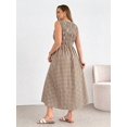 thumbnail image 2 of Womens Brown Plaid Smocked Midi Dress With Pockets, 2 of 5