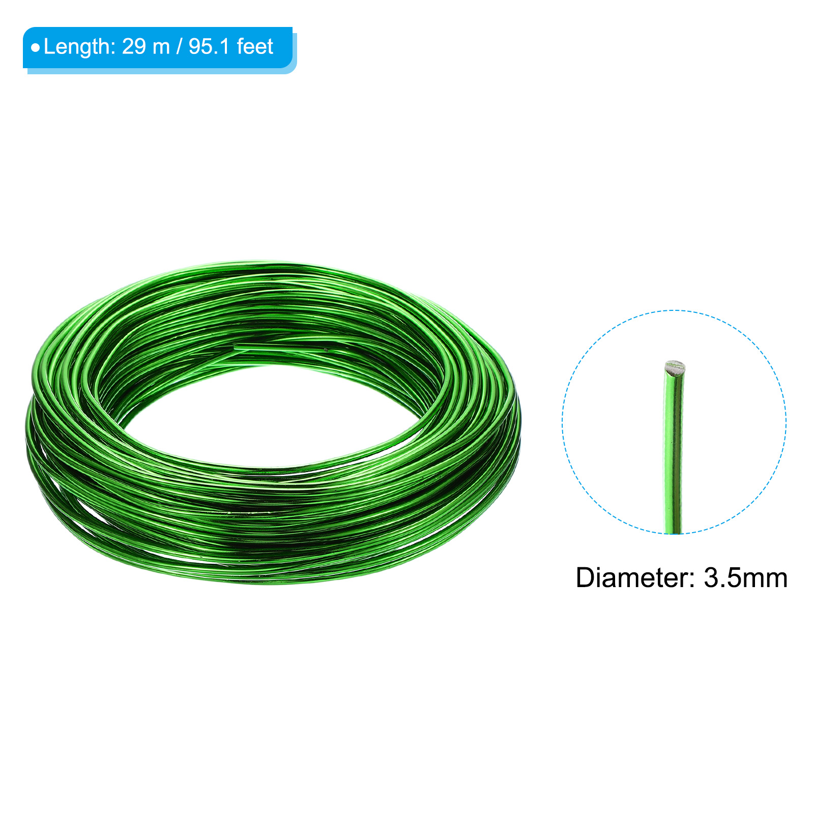 Uxcell 3.5mm Bonsai Training Wire, 1 Roll Floral Wire Stems 95.1 Feet Green