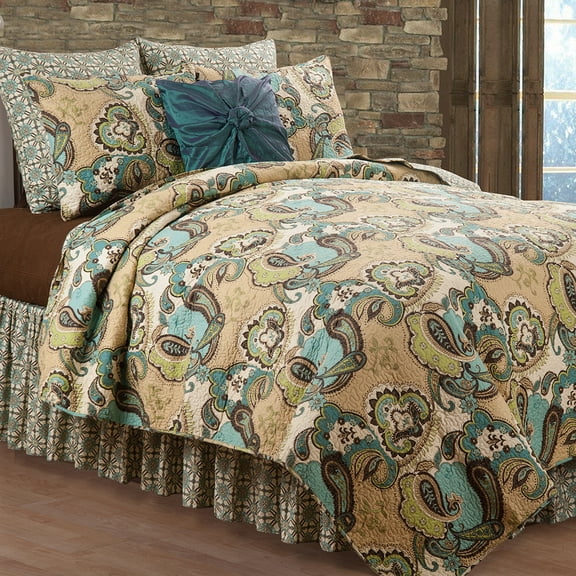 Kasbah Beige Tan Paisley King Lightweight Quilt