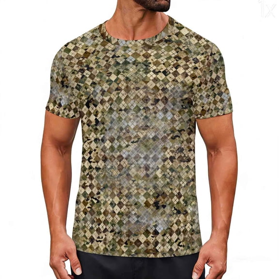 Awdenio Mens Shirts Camouflage T-Shirt Sports Fitness Short Sleeve Military Camo Crewneck Vintage Shirt