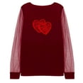 thumbnail image 5 of WXLWZYWL Valentine 's Day Dressy Casaul Tops for Women Heart Print Mesh Long Sleeve Shirts Round Neck Going out Tops, 5 of 6