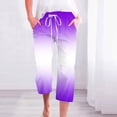thumbnail image 2 of Plebaso Capri Pants for Women 2025 Drawstring Wide Leg Cropped Trousers Summer Gradient Color Casual Pants, 2 of 5