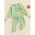 thumbnail image 3 of Suealasg 2Pcs Toddler Baby Brother Sister Matching Birthday Outfits Set 3M 6M 1T 2T 3T Long Sleeve Letter Print Sweatshirt +Sweatpants Infant Boys Girls Casual Fall Clothes, 3 of 7