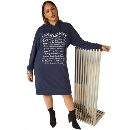 Ashley Stewart Women's Plus Size x Sheila Gray Legendary Graphic Dress, Peacoat
