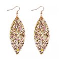 thumbnail image 3 of Boho Glitter Leather Earrings Teardrop Leaf Dangle Hook Women Jewelry for Party, 3 of 3