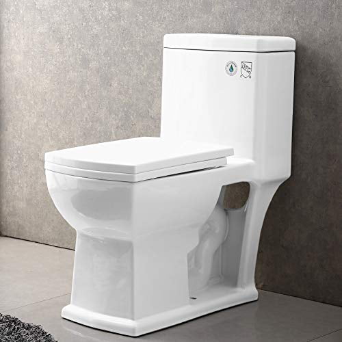 One Piece Toilet Siphon Dual Flushing Soft Closing Quick Release Seat Glossy 