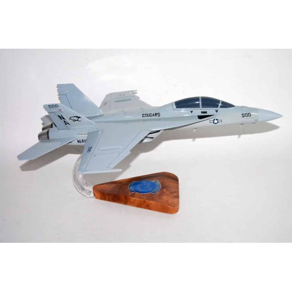 VAQ-139 Cougars 2014 EA-18G Growler Model, Navy, 1/40th (18") Scale, Mahogany