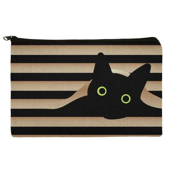 Black Cat In Window Makeup Cosmetic Bag Organizer Pouch