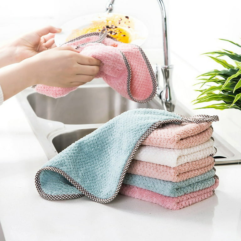Fancy 10Pcs Kitchen Cloth Dish Towels, Super Absorbent Coral
