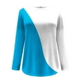 thumbnail image 5 of BLVB Womens Fall Spring Tops Trendy Color Block Crewneck Long Sleeve Casual Loose Going out Blouse, 5 of 5