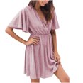 thumbnail image 1 of SMihono Robe d'Été Grande Taille pour Femmes 2023 Mode Imprimée Décontractée Printemps et Été Col en V Manches Courtes Longueur Genou, 1 of 4