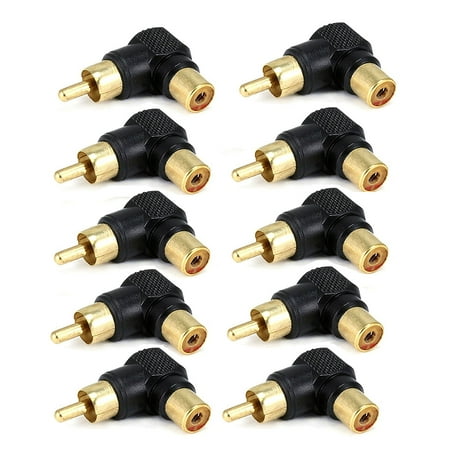 - 10pc RCA right angle connector plug adapters M/F male to female 90 degree elbow, 10pc RCA right angle connector plug adapters M/F male to.., By WennoW