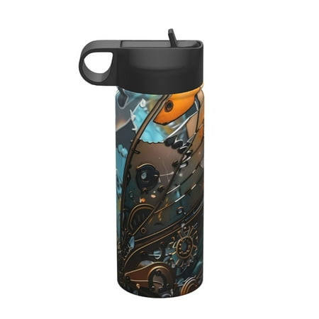 

Uemuo Steampunk Mechanical Butterfly Print 18oz Sports Insulated Kettle Water Bottle Outdoor Sports Bottle Insulated Hydration Bottle with Handle & Flip Straw