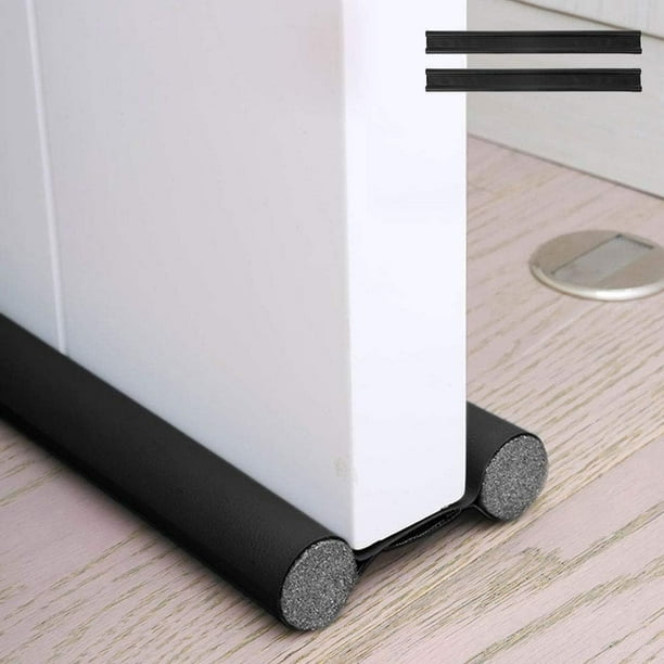Burlete para puerta lavable a máquina, burletes ahorradores de energía con diseño de velcro, burlete protector contra el polvo y el viento para varios tipos de puertas (negro)