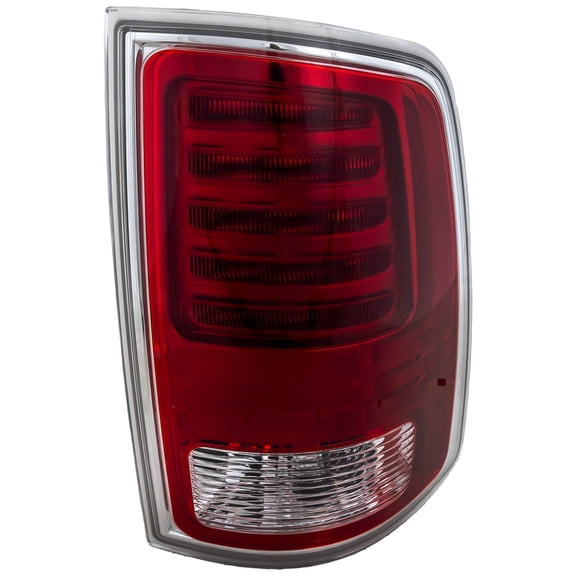 Tail Light Compatible with RAM FULL SIZE P/U 2013-2018 RH Assembly Premium Type Chrome Interior Clear/Red Lens All Cab Types - CAPA