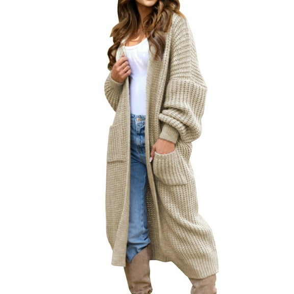 iHPH7 Long Sweater Cardigan Women Soft Cardigans for Women Fall Cardigans for Women Fall Coats Casual Outerwear Long Cardigans for Women Fall Clothes Beige L
