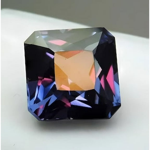 8 Carat Square Cut Alexandrite Gemstone with Color Changing Effect