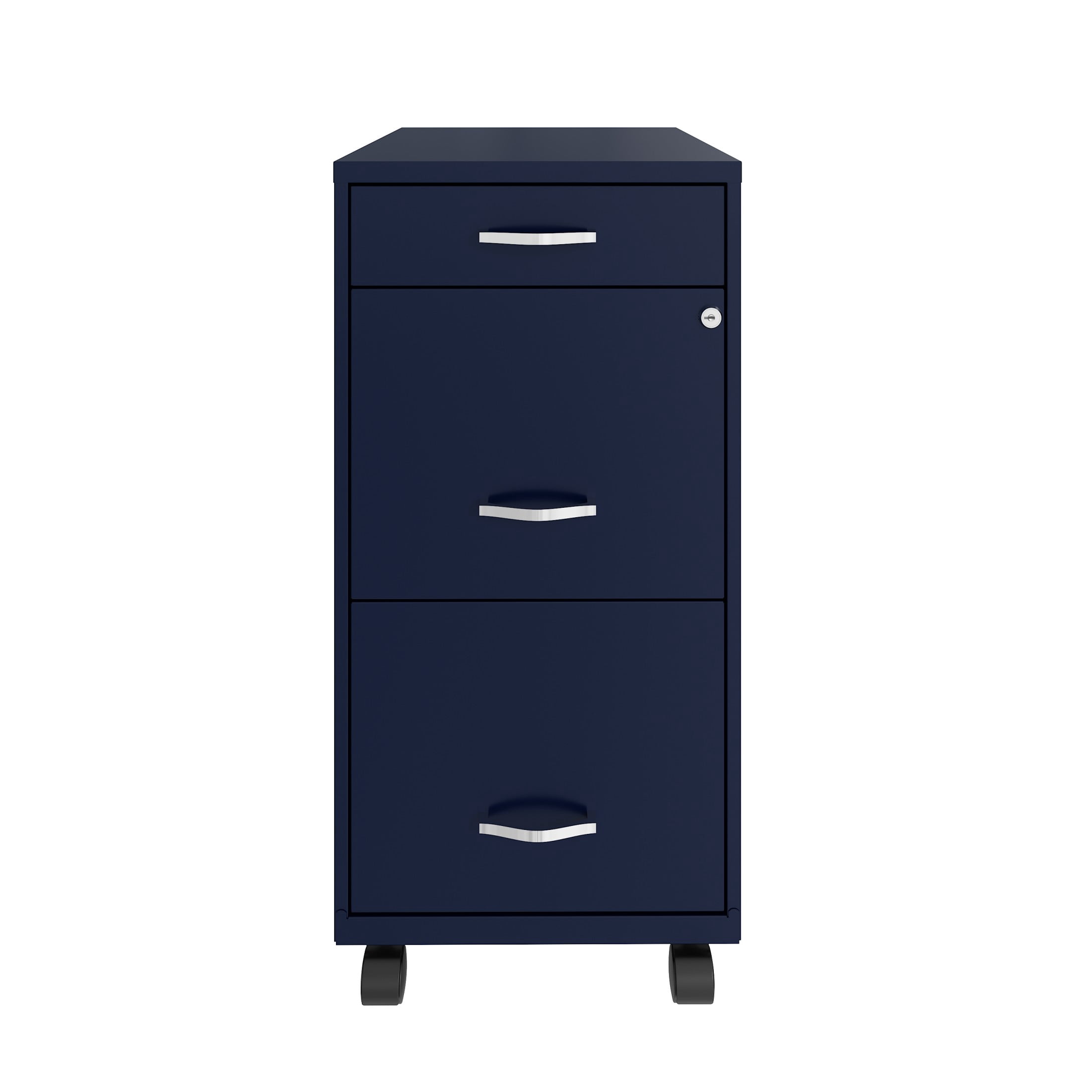 Space Solutions 18" Deep 3 Drawer Mobile Letter Width Vertical File Cabinet, Navy