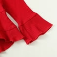 thumbnail image 6 of 6 Months Baby Girls Clothes 12 Months Girls 2PCS Fall Winter Outfits Set Solid Color Infant Girls Long Sleeve Irregular Top Denim Pants Set Red, 6 of 9