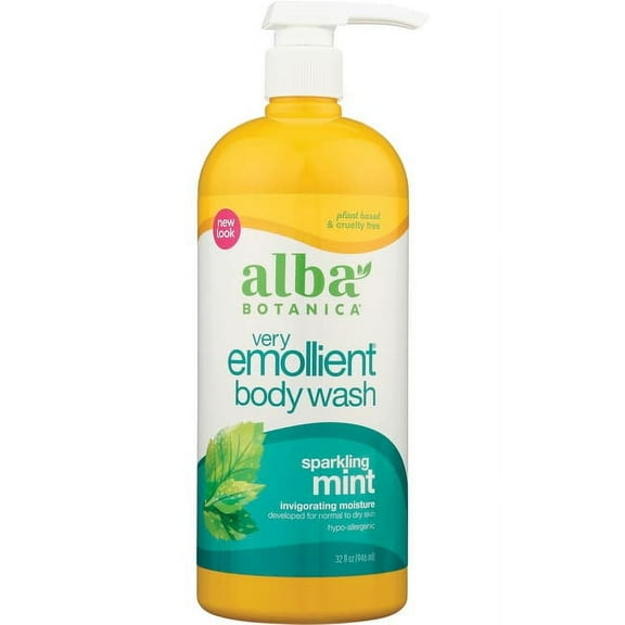 Alba Botanica Very Emollient Sparkling Mint Bath & Shower Gel, 32 oz.